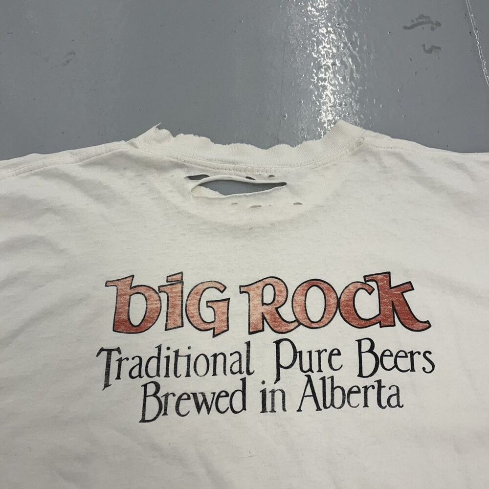 Vintage 90s Wharthog Ale Big Rock Beer Distressed T-Shirt